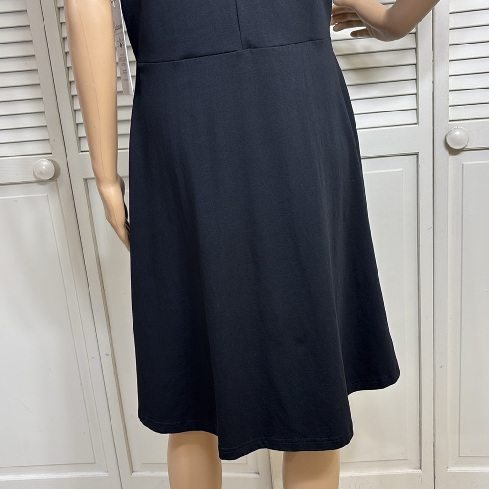 NWT Pact Black Sleeveless A-Line Knee Length Dress Fit & Flare Organic Cotton XL - Picture 9 of 12